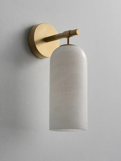 Albast Wandlamp Cilindervorm Minimalistisch Gouden Armatuur Warme Gloed Verlichting