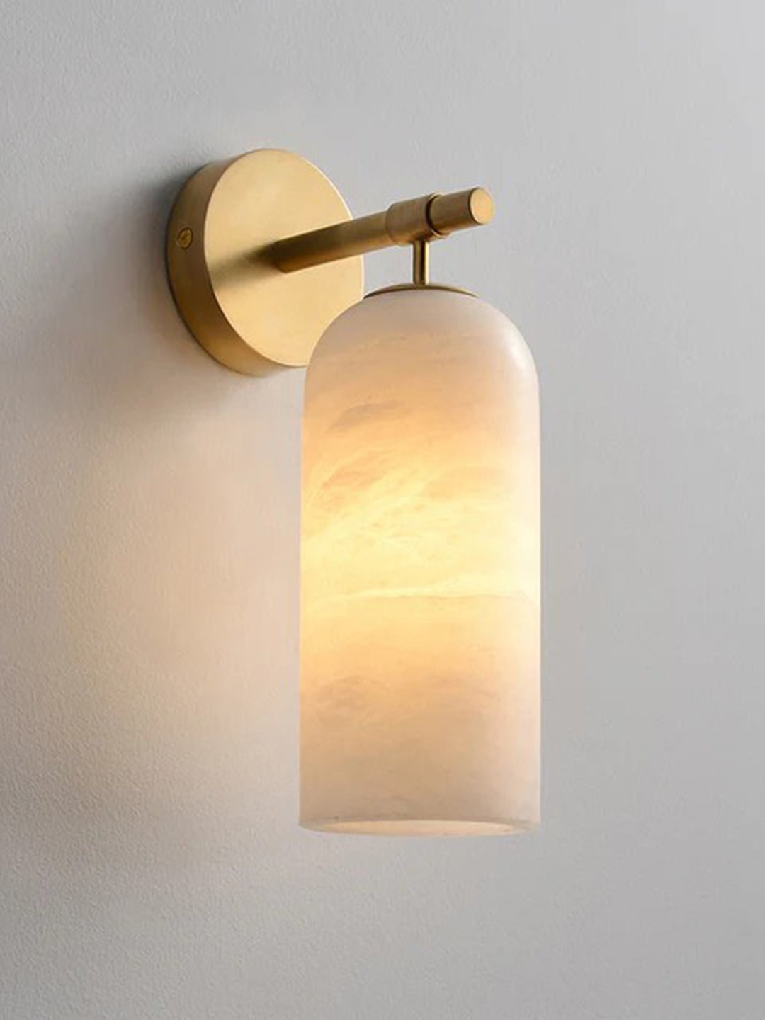 Albast Wandlamp Cilindervorm Minimalistisch Gouden Armatuur Warme Gloed Verlichting