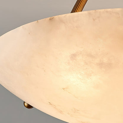 Alabaster Kom Plafondlamp – Antique Brass Montuur – 4, 5 of 6 Lichtpunten – Natuursteen Halfronde Kroonluchter voor Eetkamer Woonkamer Entree