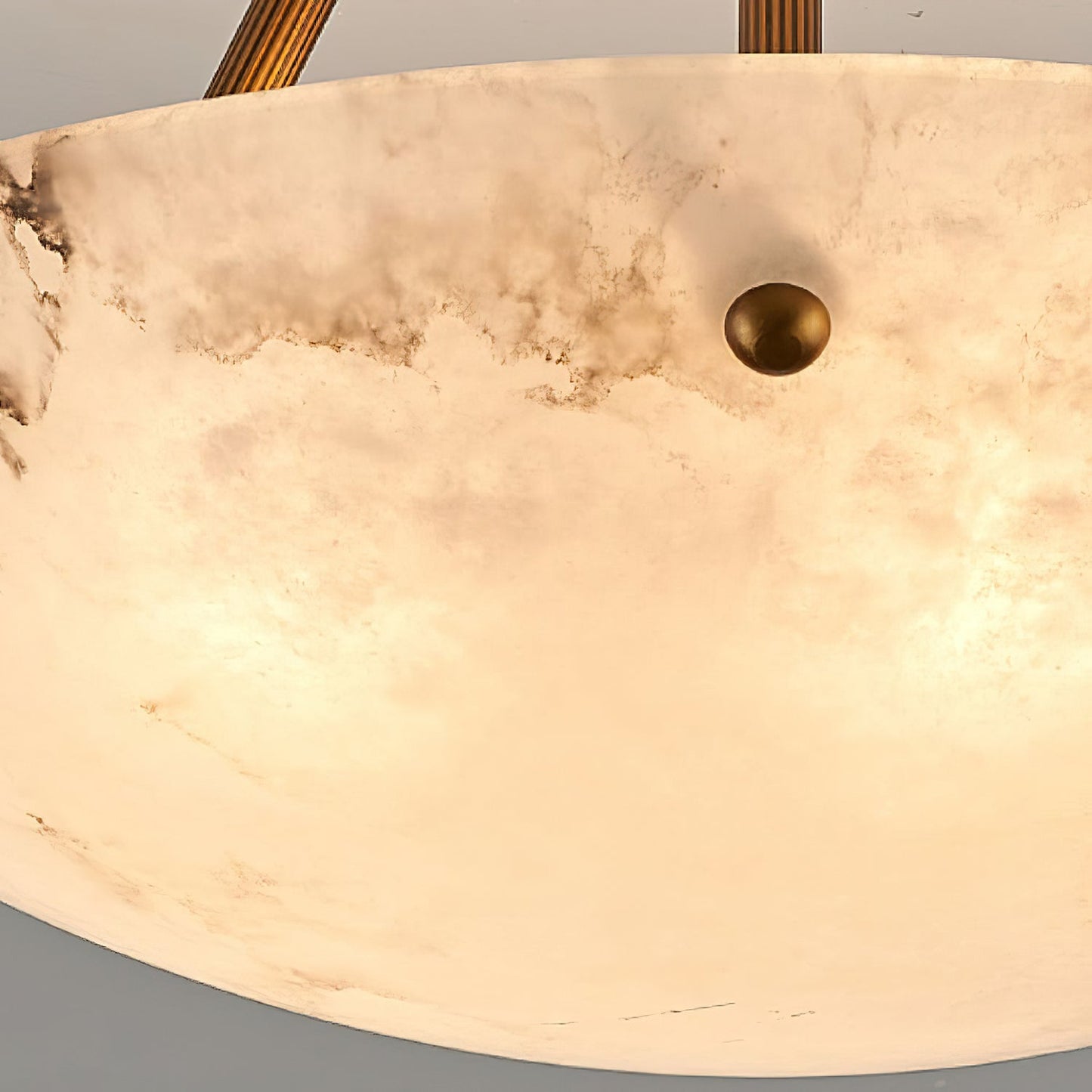 Alabaster Kom Plafondlamp – Antique Brass Montuur – 4, 5 of 6 Lichtpunten – Natuursteen Halfronde Kroonluchter voor Eetkamer Woonkamer Entree