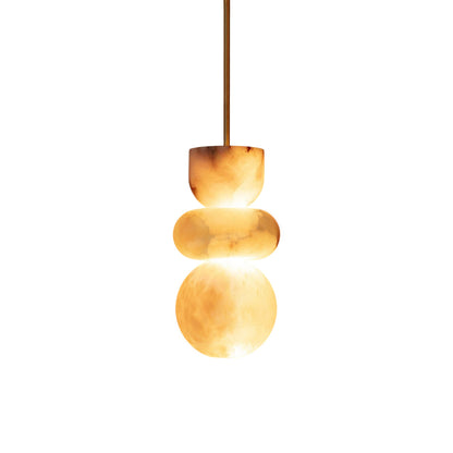 Alabaster Hanglamp met Messing Armatuur en Geïntegreerde LED – Luxe Natuurstenen Design Verlichting
