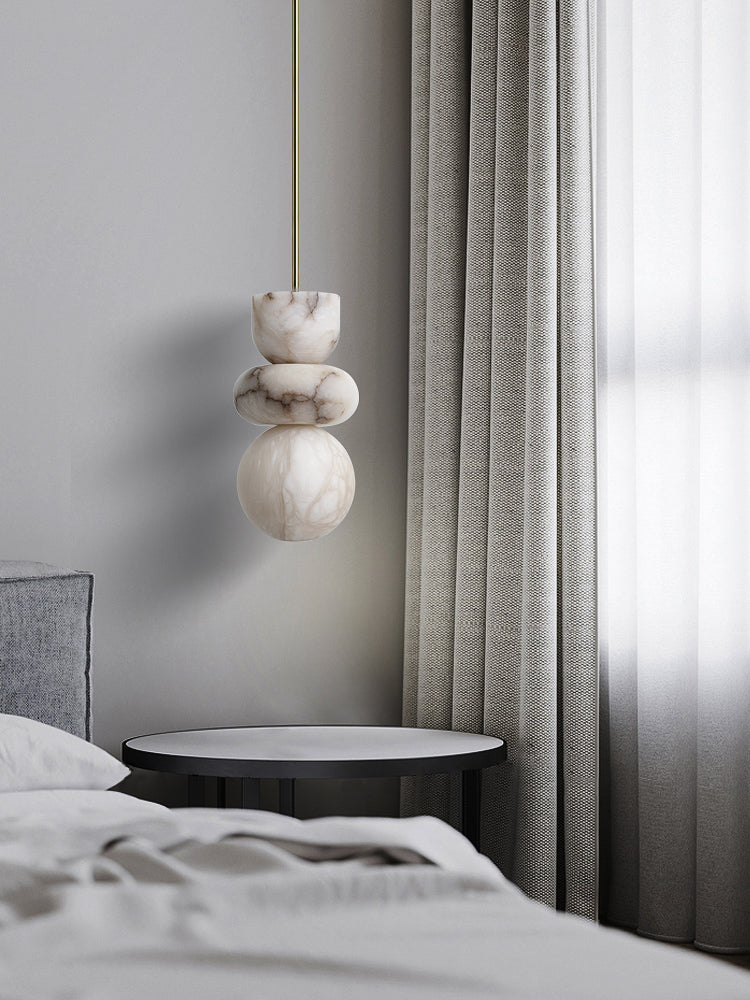 Alabaster Hanglamp met Messing Armatuur en Geïntegreerde LED – Luxe Natuurstenen Design Verlichting