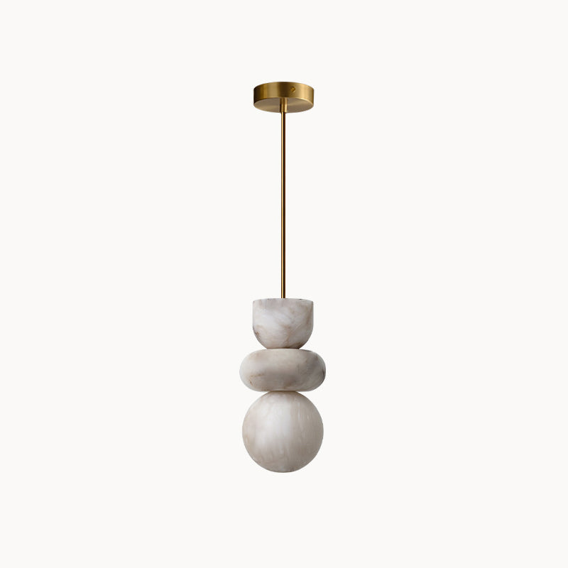 Alabaster Hanglamp met Messing Armatuur en Geïntegreerde LED – Luxe Natuurstenen Design Verlichting