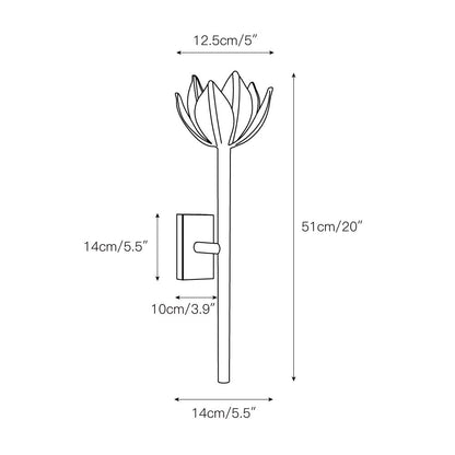 Design Wandlamp met Bloemvorm in Messing en Gips – Artistieke Wandverlichting Geïnspireerd op Giacometti voor Woonkamer en Hal