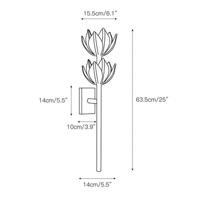 Design Wandlamp met Bloemvorm in Messing en Gips – Artistieke Wandverlichting Geïnspireerd op Giacometti voor Woonkamer en Hal