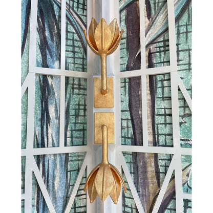 Design Wandlamp met Bloemvorm in Messing en Gips – Artistieke Wandverlichting Geïnspireerd op Giacometti voor Woonkamer en Hal