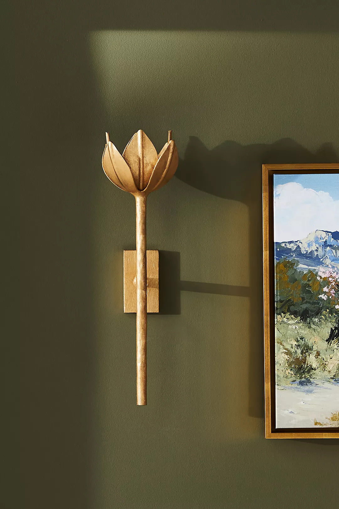 Design Wandlamp met Bloemvorm in Messing en Gips – Artistieke Wandverlichting Geïnspireerd op Giacometti voor Woonkamer en Hal