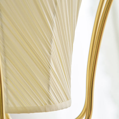 Vintage Hanglamp met Messing Afwerking en Plooistof Kap – Warm Lantaarnontwerp voor Keuken en Hal