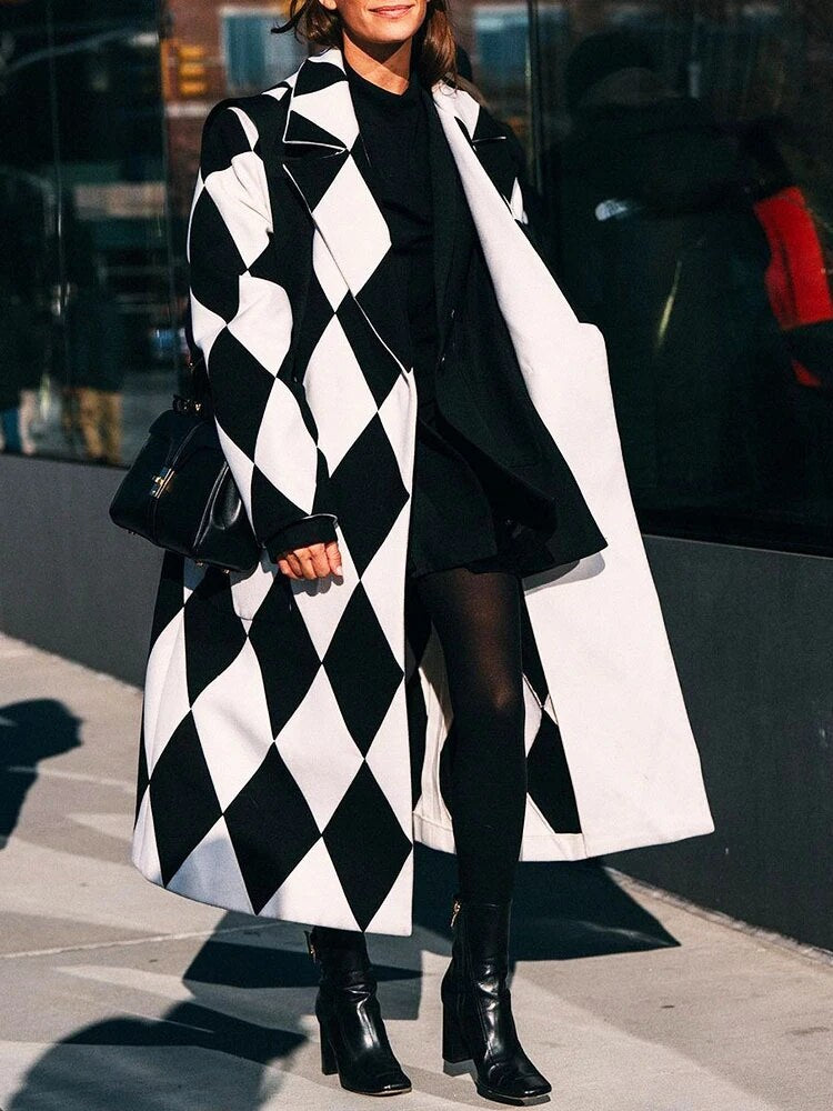 Dames Mantel Lange Reverskraag Elegante Winterjas