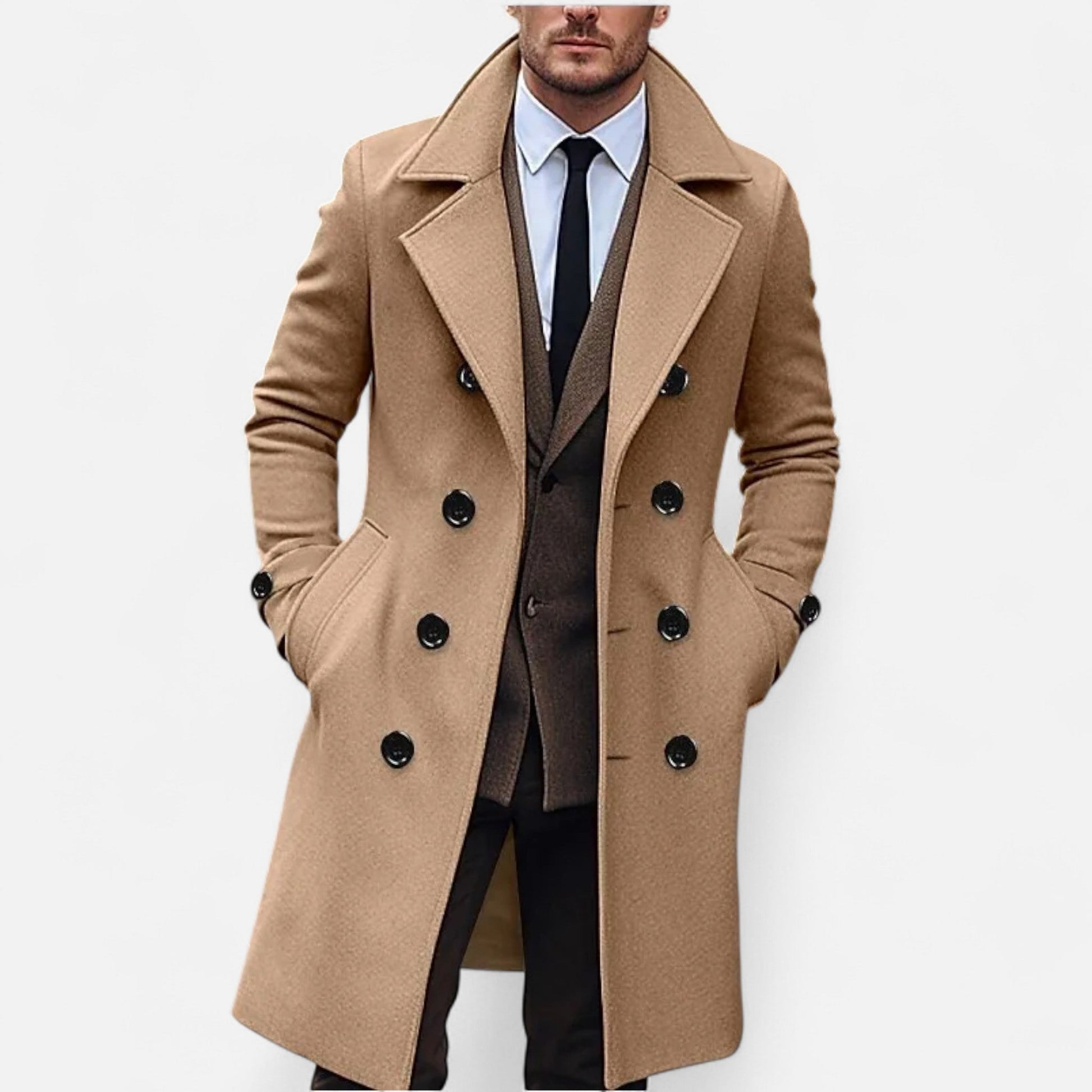 Lange Leren Jas voor Mannen Elegant en Stijlvol - StudioMarella