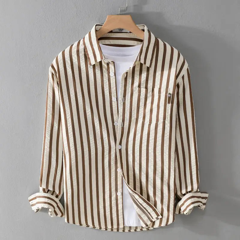 Mannen Overhemd Zomer Stripe Korte Mouw - StudioMarella