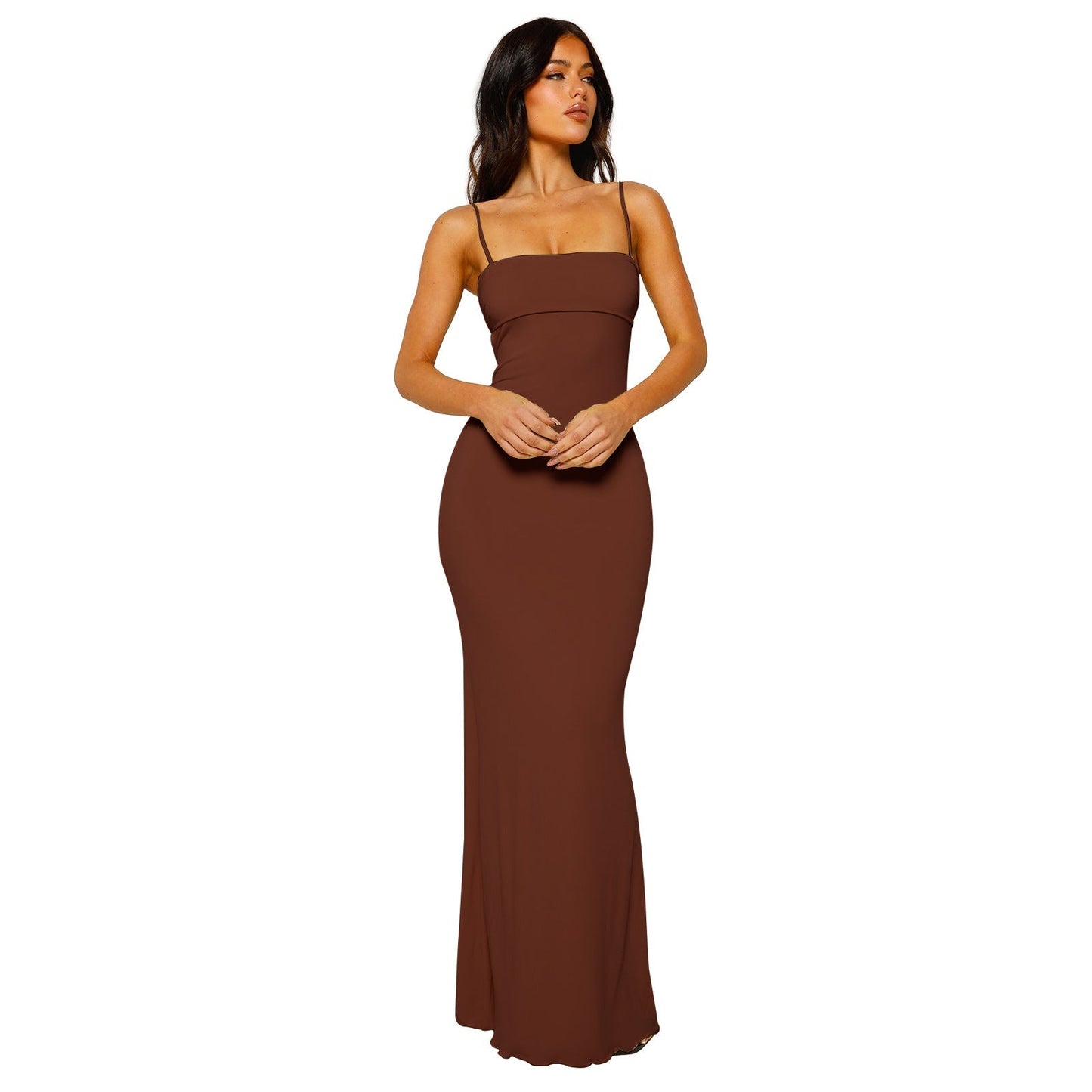 Elegante Bodycon Jurk Maxi Lengte Zwart