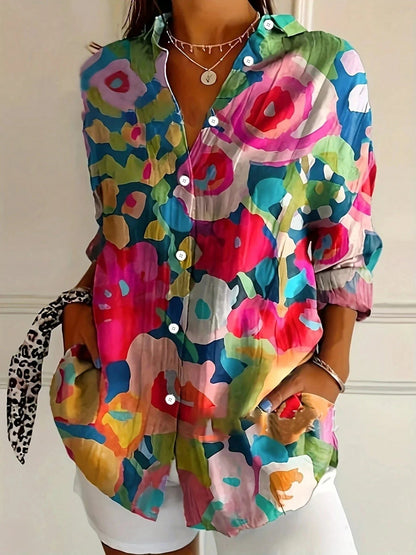 Alicia Dames Blouse | Kleurrijke Bloemenprint, Luchtige Pasvorm 4
