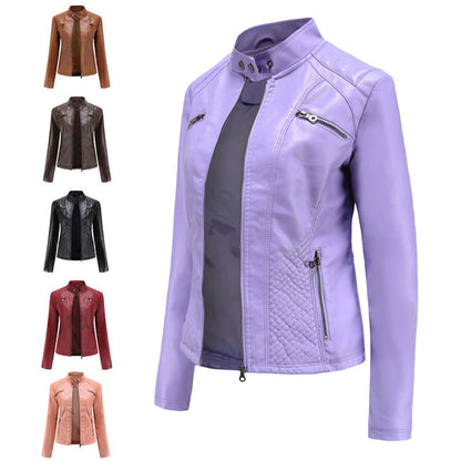 Dames Leren Jas Elegante Klassieke Stijl