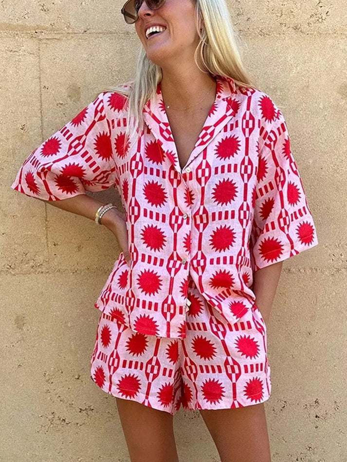 Dames Zomerset: Tweedelig Top en Shorts met Bloemenprint - StudioMarella
