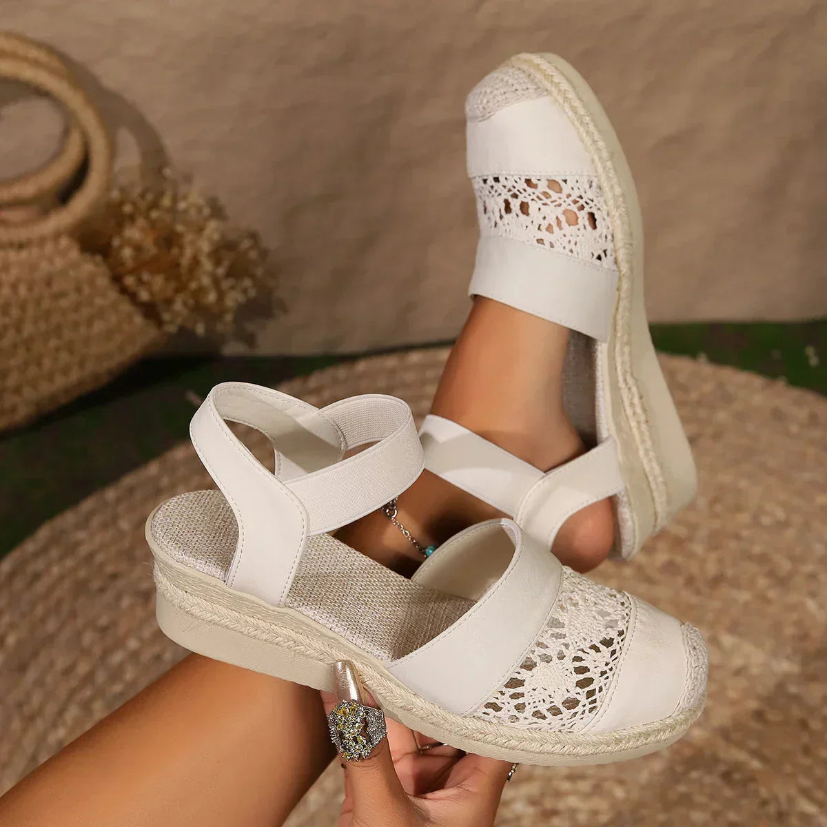 Dames Hak Sandalen Comfortabel Gesloten Teen