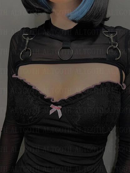 Goth Jurk voor Vrouwen Pastel Kleur Luxe Stijl