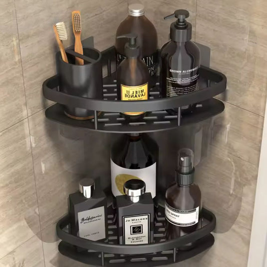 Hoek Douche Rek Zonder Boren – Aluminium Badkamer Doucherek met Afvoer & Roestvrije Coating