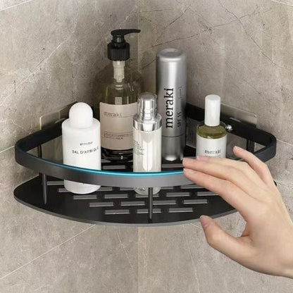 Doucheplank Aluminium Zelfklevend Zilver Hoek Wandplank Badkamer Organizer Zonder Boren Opbergrek Shampoo Zeep