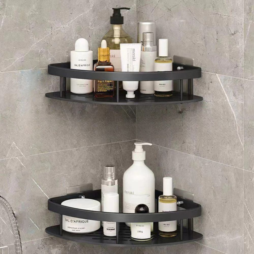 Doucheplank Aluminium Zelfklevend Zilver Hoek Wandplank Badkamer Organizer Zonder Boren Opbergrek Shampoo Zeep