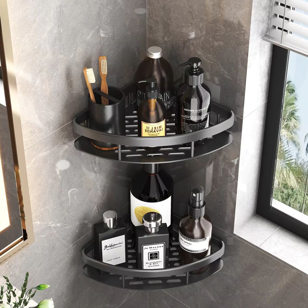 Aluminium Doucheplank met Gebogen Ontwerp – Zelfklevende Wandmontage voor Shampoo en Douchegels
