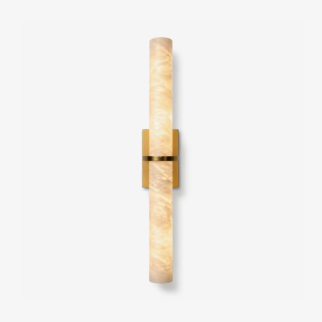 Moderne Wandlamp Alabaster Staaf met Gouden Beugel – 50 cm Natuursteen Verlichting