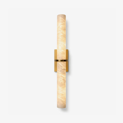 Moderne Wandlamp Alabaster Staaf met Gouden Beugel – 50 cm Natuursteen Verlichting