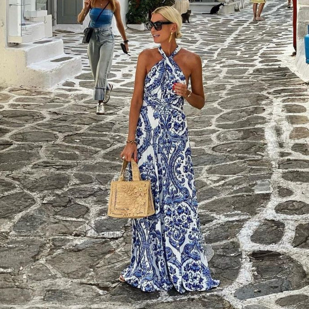 Alyssa | Elegante Lange Maxi Jurk Dames met Halternek 2