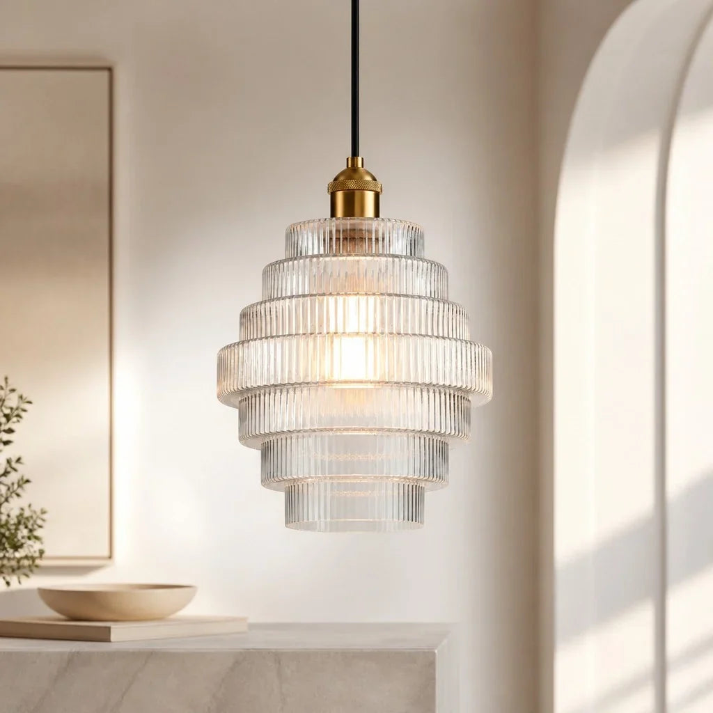 Glazen Hanglamp Gestreept Gekleurd Glas Flesmodel Scandinavische Verlichting voor Eetkamer Woonkamer Keukeneiland