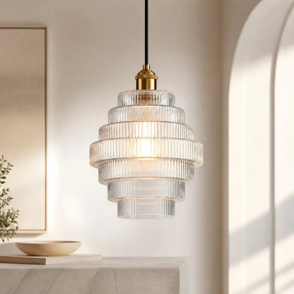 Glazen Hanglamp Gestreept Gekleurd Glas Flesmodel Scandinavische Verlichting voor Eetkamer Woonkamer Keukeneiland