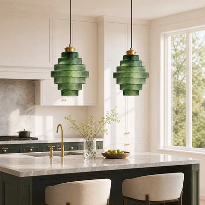 Glazen Hanglamp Gestreept Gekleurd Glas Flesmodel Scandinavische Verlichting voor Eetkamer Woonkamer Keukeneiland