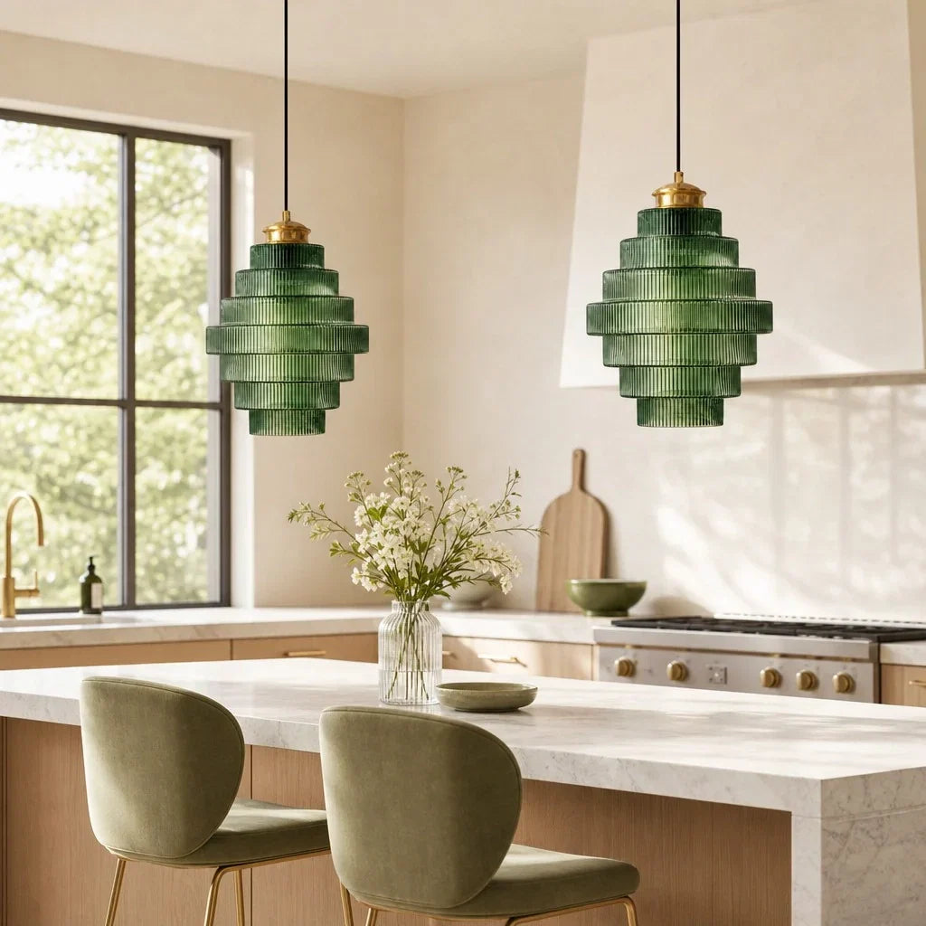 Glazen Hanglamp Gestreept Gekleurd Glas Flesmodel Scandinavische Verlichting voor Eetkamer Woonkamer Keukeneiland