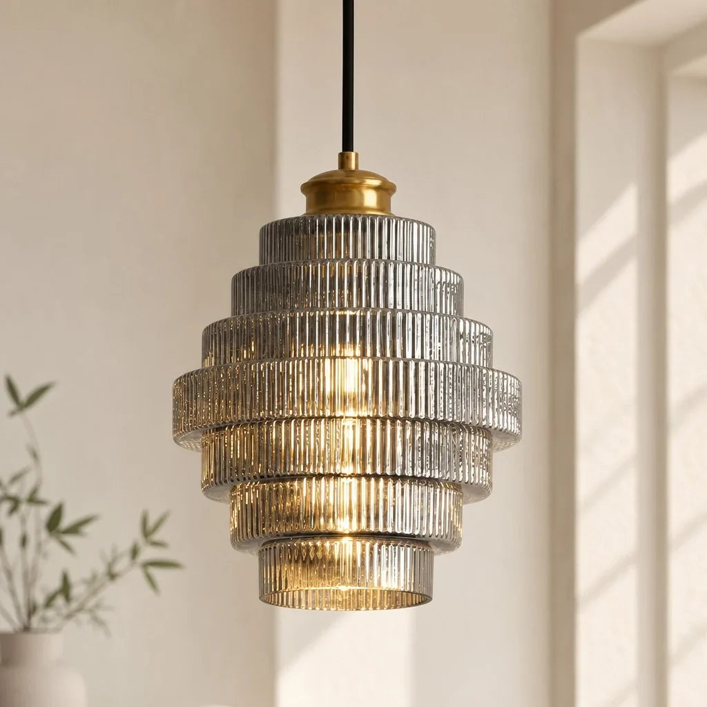 Glazen Hanglamp Gestreept Gekleurd Glas Flesmodel Scandinavische Verlichting voor Eetkamer Woonkamer Keukeneiland