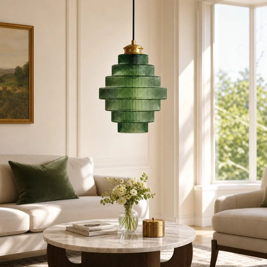 Glazen Hanglamp Gestreept Gekleurd Glas Flesmodel Scandinavische Verlichting voor Eetkamer Woonkamer Keukeneiland