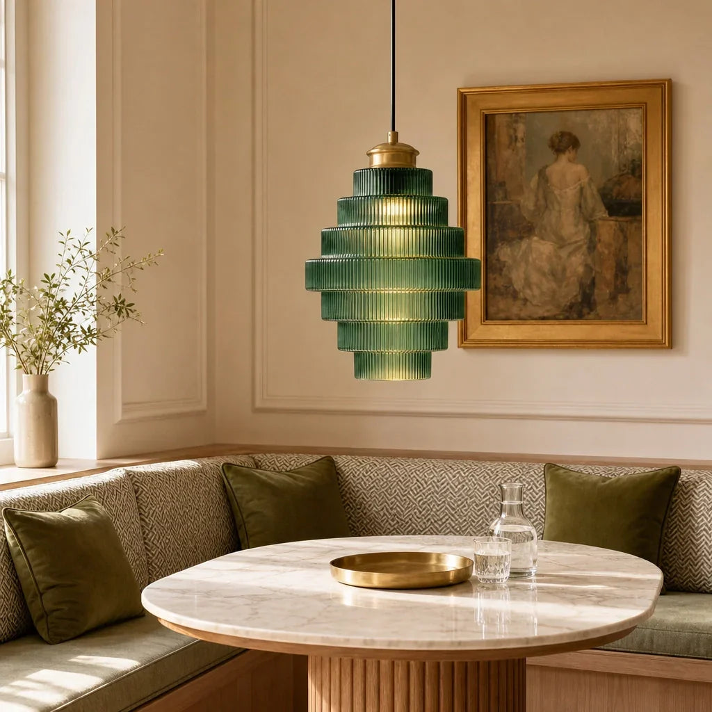 Glazen Hanglamp Gestreept Gekleurd Glas Flesmodel Scandinavische Verlichting voor Eetkamer Woonkamer Keukeneiland