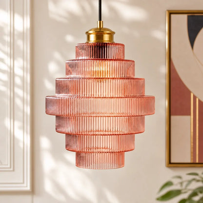 Glazen Hanglamp Gestreept Gekleurd Glas Flesmodel Scandinavische Verlichting voor Eetkamer Woonkamer Keukeneiland