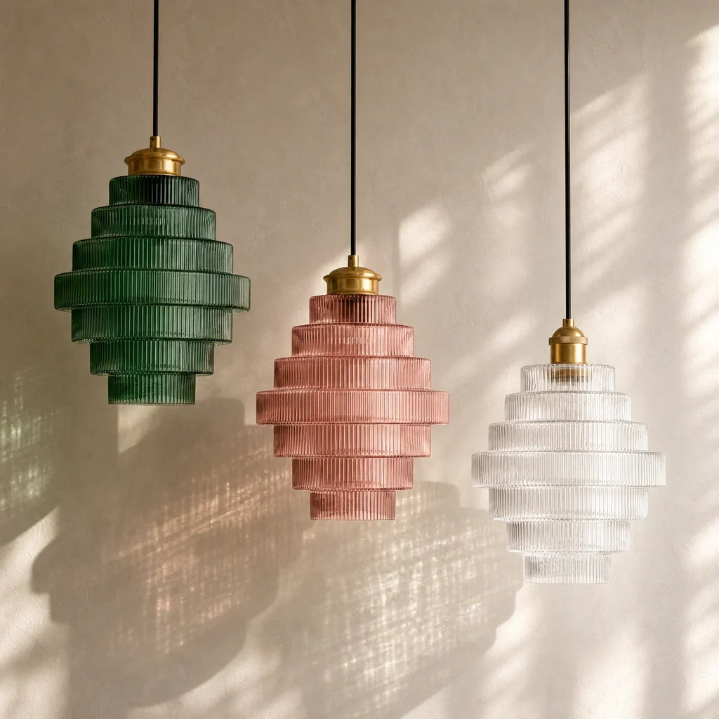 Glazen Hanglamp Gestreept Gekleurd Glas Flesmodel Scandinavische Verlichting voor Eetkamer Woonkamer Keukeneiland