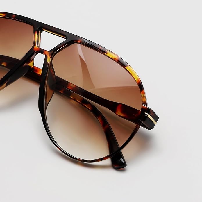 Oversized Vierkante Pilotenbril met UV400 Bescherming Unisex Zonnebril Lichtgewicht Montuur Retro Eyewear