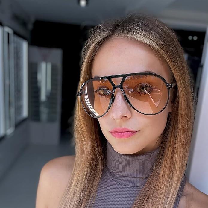 Oversized Vierkante Pilotenbril met UV400 Bescherming Unisex Zonnebril Lichtgewicht Montuur Retro Eyewear