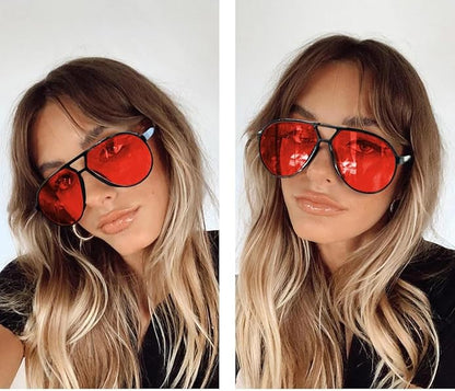 Oversized Vierkante Pilotenbril met UV400 Bescherming Unisex Zonnebril Lichtgewicht Montuur Retro Eyewear