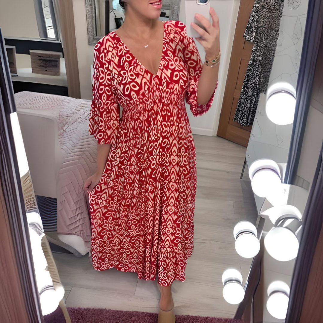 Boho Jurk Dames Elegante Zomerjurk Lange Mouw - StudioMarella
