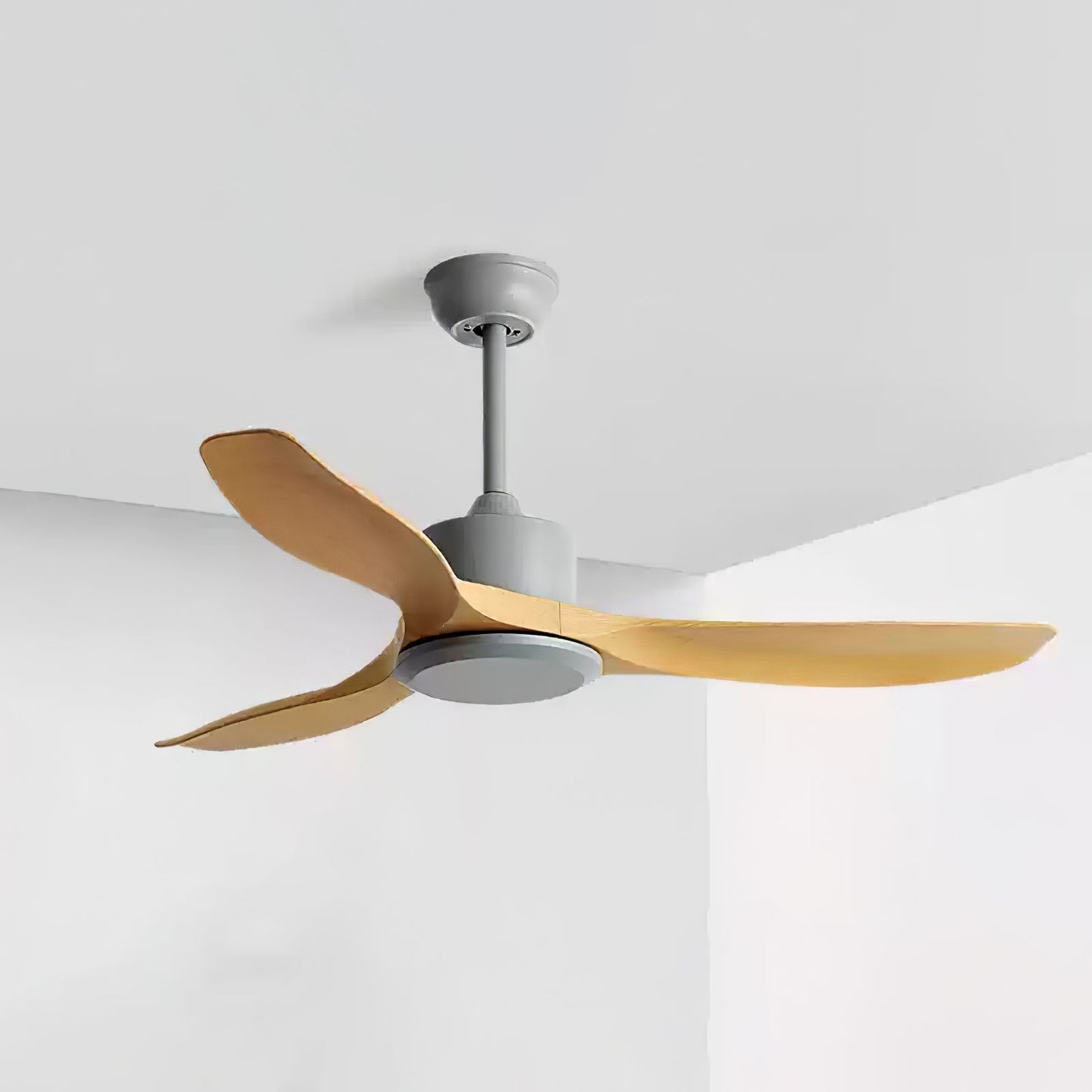 Minimalistische Plafondventilator Hout 106-132cm Met Afstandsbediening 5 Snelheden Omkeerbaar Koper Motor AC 110-240V