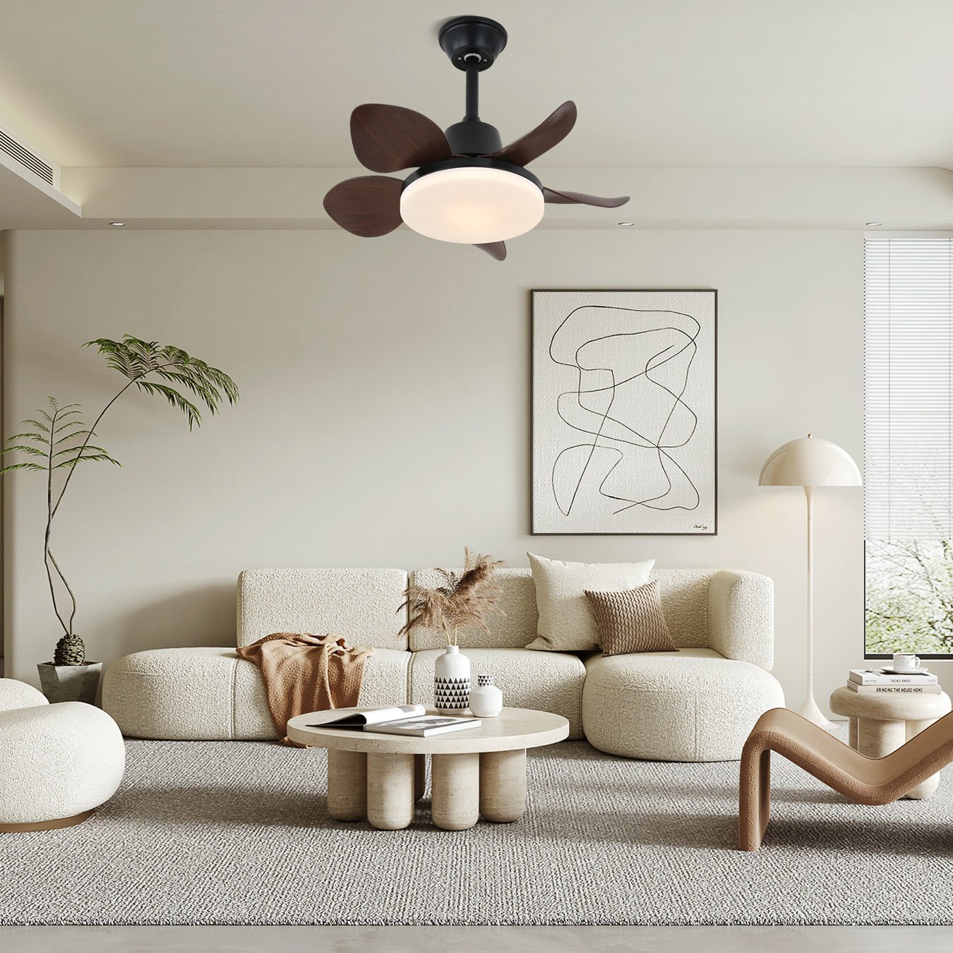 Moderne plafondventilator Veyra met lamp en 6 snelheden – diameter 71 cm – afstandsbediening