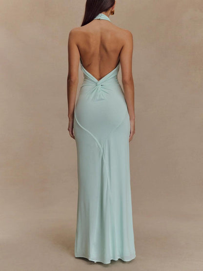 Maxi Jurk Elegante Hoge Halslijn Lange Zomerjurk