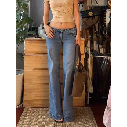 Vintage High Waist Uitlopende Jeans Retro Stijl