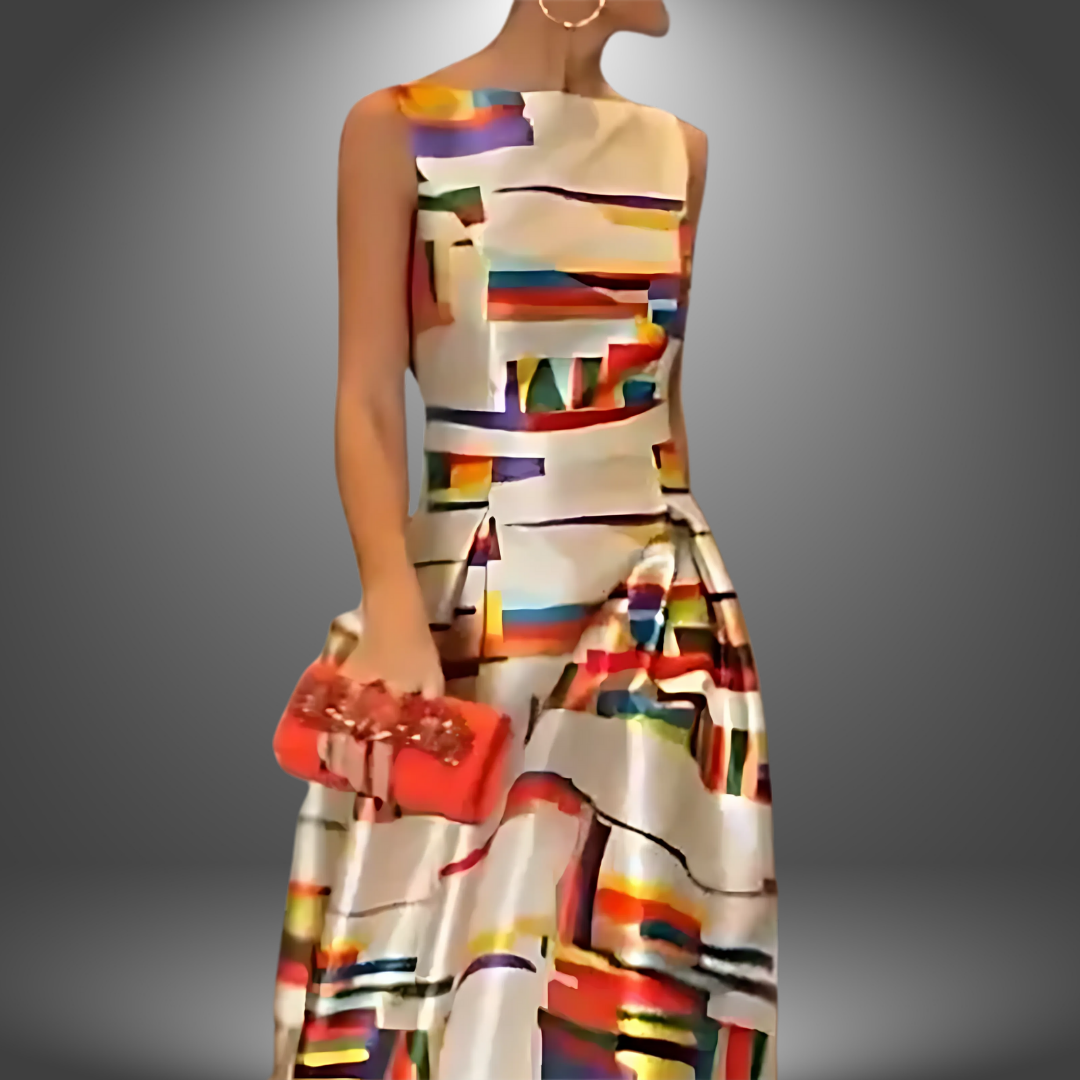 Amy | Geometrische Lange Maxi Jurk Dames 1