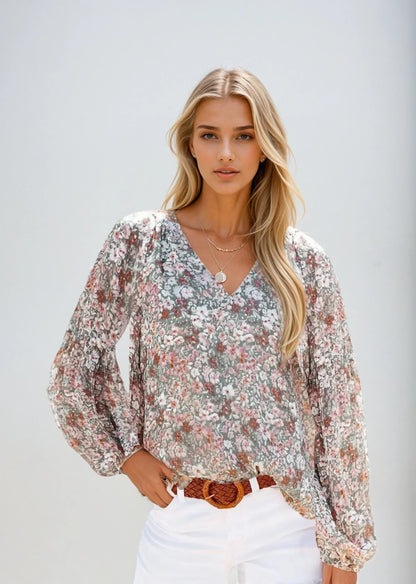 Vrouwen Blouse Bloemenprint Losse Fit Comfortabel