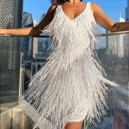 Mini-jurk met Kwastjes Moderne Korte Jurk Vrouwen