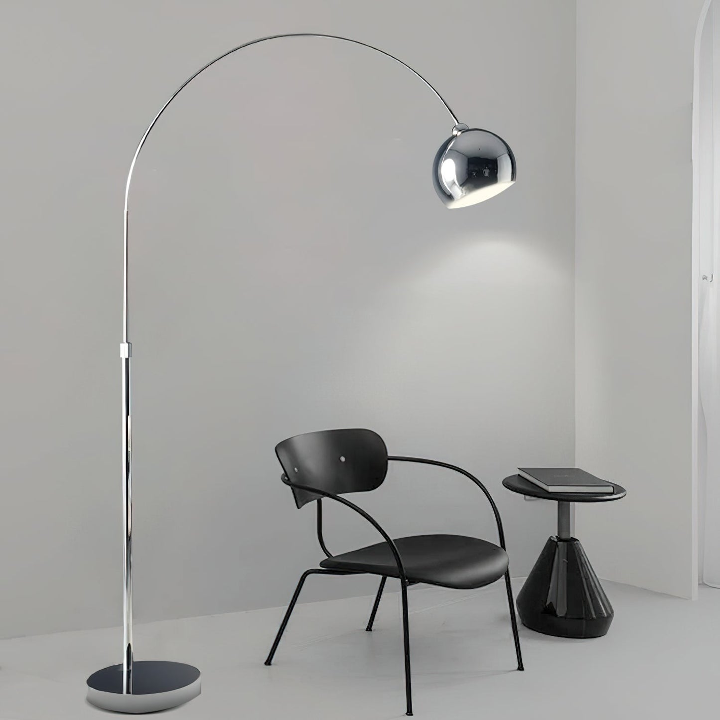 Verstelbare Vloerlamp Metaal Zwart Chroom Wit Telescopische Arm Leeslamp Modern Design