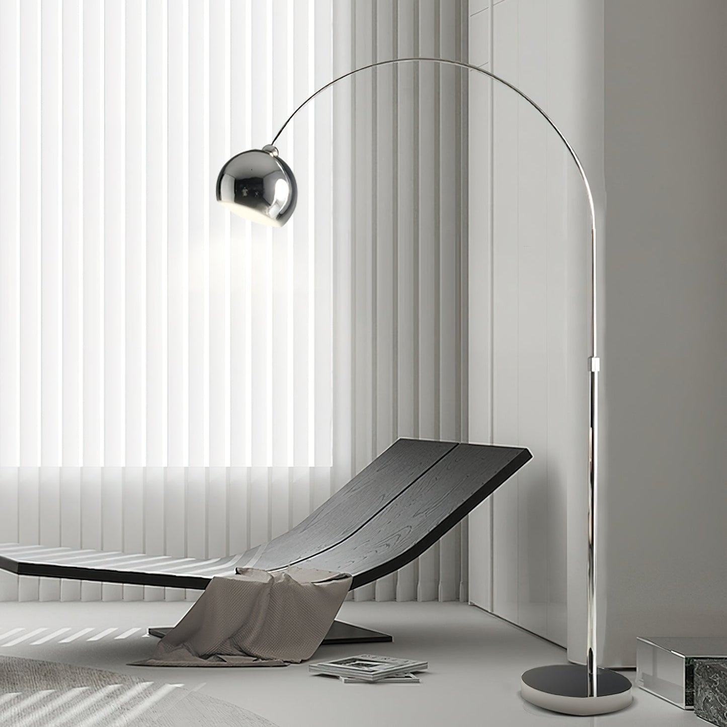 Verstelbare Vloerlamp Metaal Zwart Chroom Wit Telescopische Arm Leeslamp Modern Design